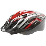 M-Wave Fahrradhelm, Rot/Schwarz/Weiß/Silber, M, 53-57 cm