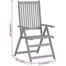 vidaXL Gartenstuhl 57 x 69 x 111 cm grau klappbar 2 St.