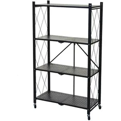 Mendler Regal HWC-J85, Standregal Wohnregal, faltbar/klappbar Stahl ~ schwarz, 4 Ebenen