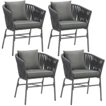Tectake tectake® Stuhlset, Geflecht im Rope-Design, abnehmbare Polyesterbezüge, 60 x 61 x 77 cm