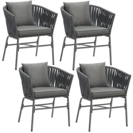 Tectake tectake® Stuhlset, Geflecht im Rope-Design, abnehmbare Polyesterbezüge, 60 x 61 x 77 cm