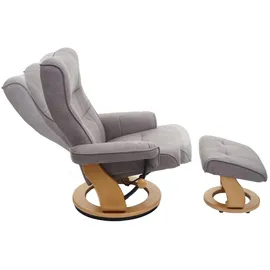 MCA Furniture Relaxsessel Edmonton Stoff/Textil 130 kg belastbar 130 x 130 x 130 cm hellgrau/naturbraun mit Hocker