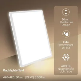 B.K.Licht LED Panel 1 42x42 cm eckig 22W 4000K weiß