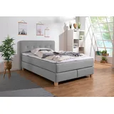 Home Affaire Boxspringbett »Fargo«, in Überlänge 220 cm, mit Topper, 3 Ausführungen, 4, Breiten grau