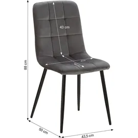 Homestyle4u Esszimmerstuhl 6er Set Anthrazit Samt