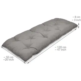 Beautissu Bankauflage 120 x 50 x 10 cm grau 1 St.