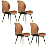 Widppsopt Moderne Esszimmerstühle, skandinavischer Esszimmerstuhl ohne Armlehnen, glamouröser Leder-Esszimmerstuhl mit Ohrensessel und Matter Oberfläche für Küche und Esszimmer, 4er-Set, Dun