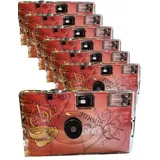 7X PHOTO PORST Einwegkamera Edition Amore & Liebe mit Herzen, mit Blitz, Batterien und Film (7er Pack, je 27 Aufnahmen)