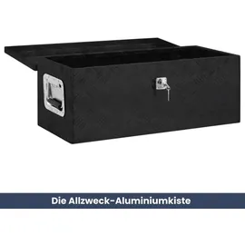 deluke DELUKE® Aluminiumbox mit Deckel Abschließbar Alubox Deichselbox Alu Anhängerbox Werkzeugkiste Transportbox Metallkiste, 70x31x27cm Schwarz