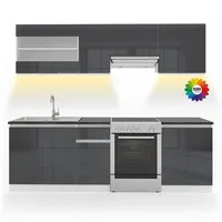 Vicco Küchenzeile Raul 240 cm Anthrazit/Weiß
