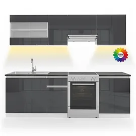 Vicco Küchenzeile Raul 240 cm Anthrazit/Weiß