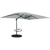 360° drehbarer und neigbarer Sonnenschirm CALVI hellgrau 3x4 M mit 4 Platten und Hülle