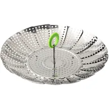 Fackelmann Dünsteinsatz Ø 24 cm, Dampfeinsatz, Dampfgareinsatz Kochtopf, Siebeinsatz für schonendes Dampfgaren, für gesundes, zart gegartes Gemüse (Farbe: Silber/Grün), Menge: 1 Stück