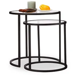 relaxdays Beistelltische-Set Glas schwarz