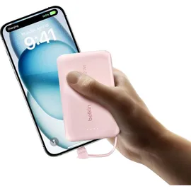 Belkin BoostCharge - Powerbank - mit integriertem Kabel - 10000 mAh - 20 Watt - 3 A - Fast Charge - 2 Ausgabeanschlussst