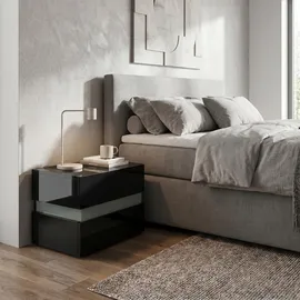 Vladon Nachtschrank Flow 60 x 45 x 39 cm Schwarz Hochglanz