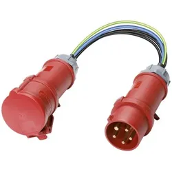 Passiv-Messadapter 16 A CEE-CEE. Verbraucher 3-phasig. 16 A CEE-Kupplung an 16 A CEE-Stecker.