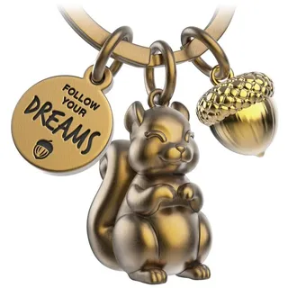 FABACH Eichhörnchen Skippy mit Gravur - Niedlicher Eichhörnchen Schlüsselanhänger - Glücksbringer als Motivation Geschenk für Freundin - Follow your Dreams