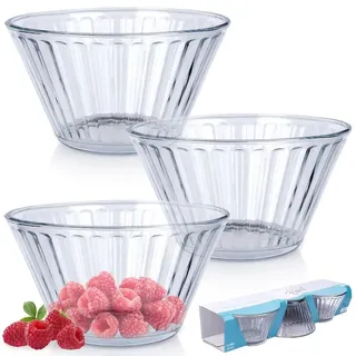 Vilde Glasschälchen Snackschalen Knabberschalen Dessertschalen Schälchen aus Glas 11,5cm, 270 ml 3 Stk.