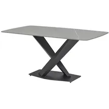 Stolkom Esstisch VENTURA 180 Metall/Keramik - Schwarz Keramik, Marmoroptik, rechteckig, X-Form, Bodenplatte, 90x75x180 cm) grau Esszimmertisch Grau