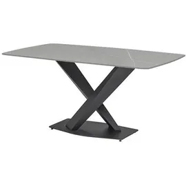 Stolkom Esstisch VENTURA 180 Metall/Keramik - Schwarz Keramik, Marmoroptik, rechteckig, X-Form, Bodenplatte, 90x75x180 cm) grau Esszimmertisch Grau