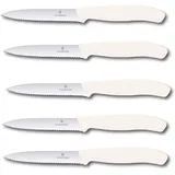 Victorinox Swiss Classic Gemüsemesser Set 10 cm 5-tlg. Weiß Wellenschliff