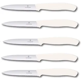 Victorinox Swiss Classic Gemüsemesser Set 10 cm 5-tlg. Weiß Wellenschliff