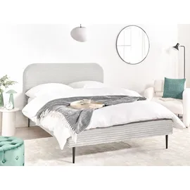 Beliani Bett mit Lattenrost Cord FLAYAT 140 x 200 cm Hellgrau