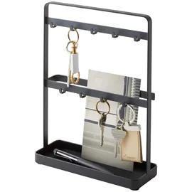 Yamazaki SMART Schlüsselständer - mit 9 Schlüsselhaken, stehend, mit Ablage - 7,5 x 20 x 27 cm, japanisches Design, schwarz