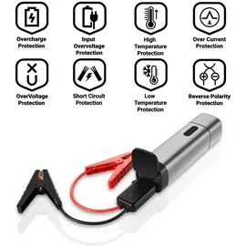 TIMIGO Starthilfe Powerbank in edlem Aluminium Design, 12V-500A Spitzenstrom, 38.4Wh Tragbare Auto Starthilfe für 6.0L Benzin- und 5.0L Dieselmotor, LED Taschenlampe