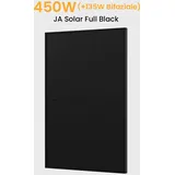 JA Solar 450Wp Full Black Paneel Bifaziale N-Doppelglas-Monomodul Solarmodul