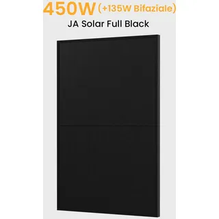 JA Solar 450Wp Full Black Paneel Bifaziale N-Doppelglas-Monomodul Solarmodul