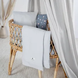 Julius Zöllner Musselin", Kinderbettwäsche 80x80 + 35x40 cm | 2-teiliges Set aus 100% Baumwollmusselin | Oeko-TEX Standard 100% | grau