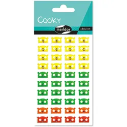 Maildor 10x Cooky, 1 Stickerbogen 7,5x12cm, Bärenköpfe Emoticons - Mehrfarbig CY119C