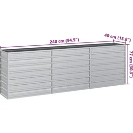 vidaXL Garten-Hochbeet verzinkter Stahl rechteckig 240 x 40 x 77 cm Silber