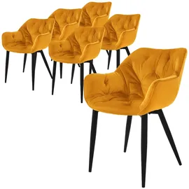 ML-Design Esszimmerstuhl Samt senfgelb 6er Set