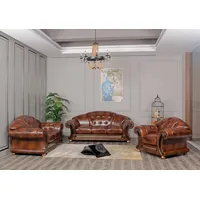 Salottini Polstergarnitur LUXUS Chesterfield Oriental Leder Sofagarnitur 3/2/1 braun, (3-tlg), Federkern braun