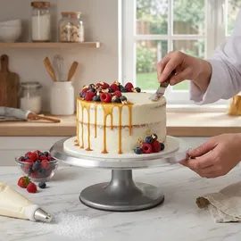 Klausberg Tortenständer mit Fuss, Cake Design Utensilien, Silber