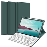 Fintie Tastatur Hülle für iPad Air 5 2022 / iPad Air 4 2020 10.9 Zoll, Schutzhülle mit TPU Rückschale, Pencil Halter und magnetisch Abnehmbarer Tastatur mit QWERTZ Layout, Nachtgrün