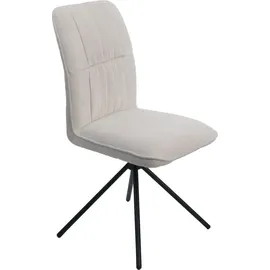 Mendler 6er-Set Esszimmerstuhl HWC-N99, Küchenstuhl, drehbar Auto-Return, Stoff/Textil Chenille (340g/m2) creme