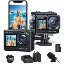 WOLFANG GA200 Action Cam 4K 24MP Unterwasserkamera WiFi 40M wasserdicht