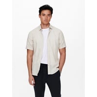 ONLY & SONS Kurzarmhemd »ONSCAIDEN SS SOLID LINEN SHIRT NOOS«, beige