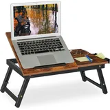 Relaxdays Laptoptisch Für Bett & Couch, Klappbarer Betttisch, Bambus, Höhenverst