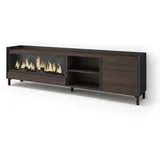 SKRAUT HOME Lowboard 212x61x35 cm Dunkelbraun/Schwarz Holzwerkstoff