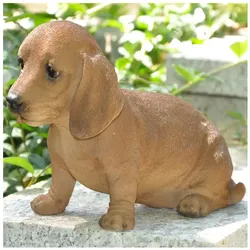 Dazikemo Dekofigur Gartenfigur Dackel braun