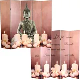 Mendler LED-Paravent Buddha, Trennwand Raumteiler, Timer netzbetrieben 180x200cm 15 LEDs