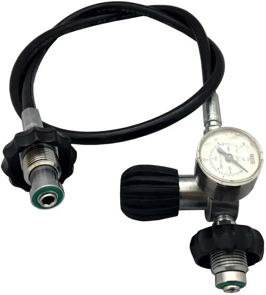 De Profundis Din With Pressure Gauge O2 Tankausgleicher - 300 Bar - 1M