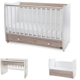 Lorelli Babybett Dream 60 x 120 cm umbaubar Schreibtisch Kinderbett Schaukelbett grau weiß