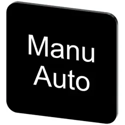 Siemens 3SU19000AF160GT0 Bezeichnungsschild 22x22mm, Schild schwarz, Beschriftung: Manu Auto - 10 Stück