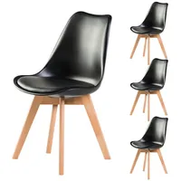 Fruyyzl Esszimmerstuhl Küchenstuhl Schalenstuhl Skandinavische Stühle für die Kaffeeküche (4 St), Moderne Stuhl aus PU-Leder mit Buchenbeinen schwarz